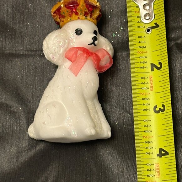 Queen Poodle White blueish ornament - Picture 3 of 3